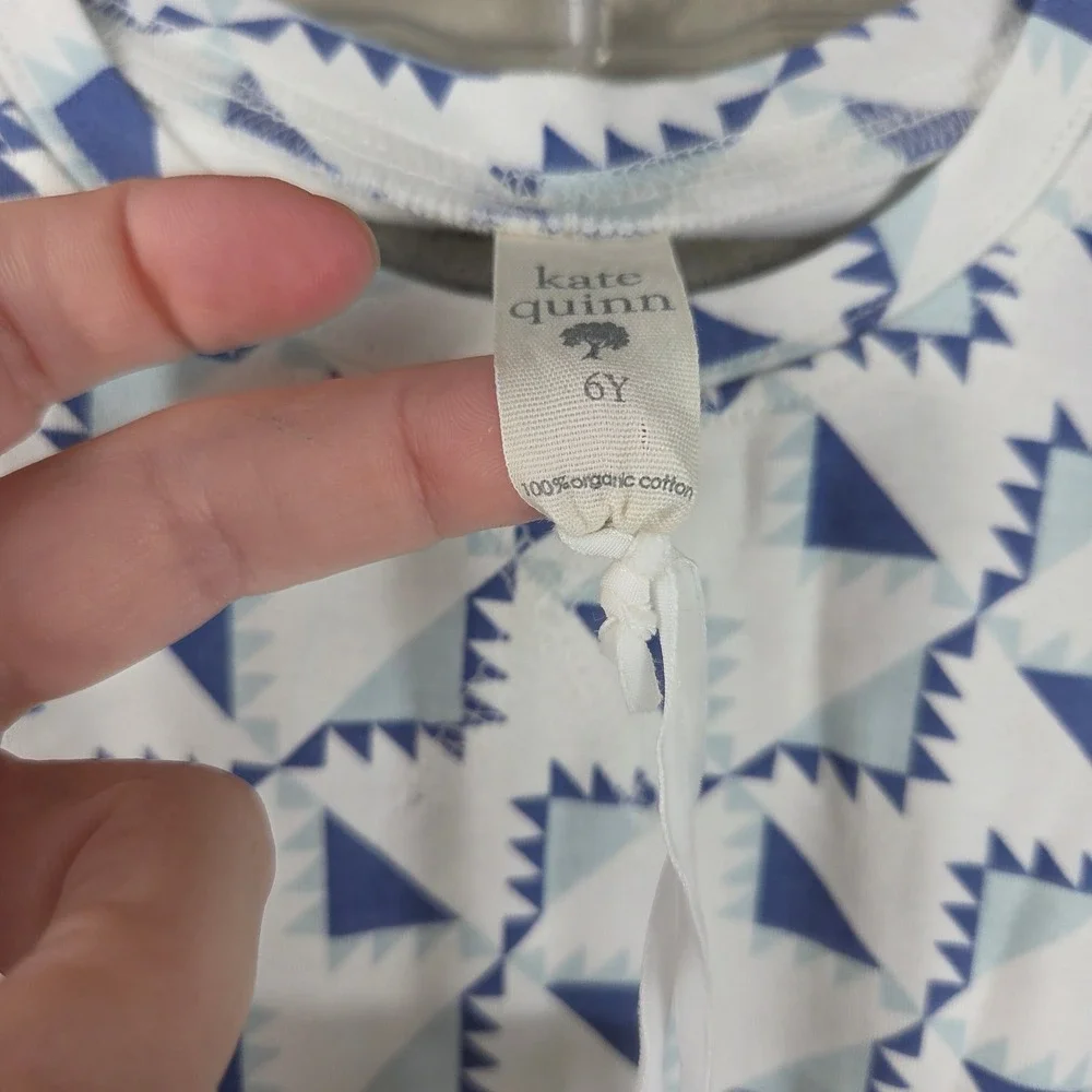 Kate Quinn Blue Picnic Quilt Jogger Set Kids 6Y NWT Organic Cotton